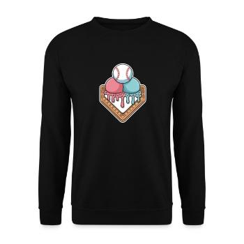 Baseball Eiscreme Home Plate Sommerlaune - Unisex Pullover - Schwarz - Vorne - Alina (178cm) & Michal (187cm)