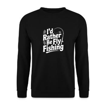 Ich würde lieber Fliegenfischen gehen - Unisex Pullover - Schwarz - Vorne - Alina (178cm) & Michal (187cm)