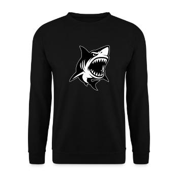 Requin à la bouche ouverte montrant les dents - Sweat-shirt Unisexe - noir - Devant - Alina (178cm) & Michal (187cm)