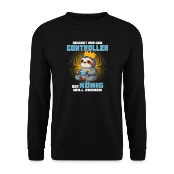 King with controller - Unisex Sweatshirt - black - Front - Alina (178cm) & Michal (187cm)