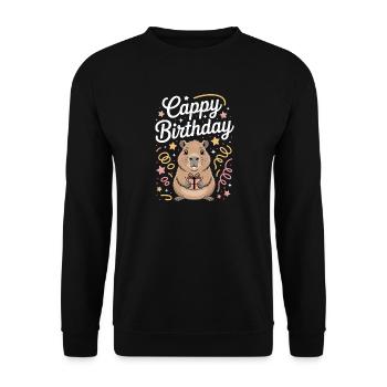 Capybara Anniversaire Cappy Anniversaire Drôle de capy - Sweat-shirt Unisexe - noir - Devant - Alina (178cm) & Michal (187cm)