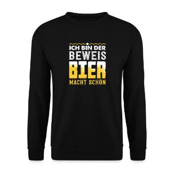 I'm the proof - beer makes you beautiful - Unisex Sweatshirt - black - Front - Alina (178cm) & Michal (187cm)
