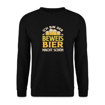 I'm the proof - beer makes you beautiful - Unisex Sweatshirt - black - Front - Alina (178cm) & Michal (187cm)