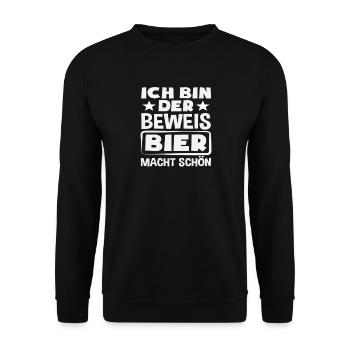 I'm the proof - beer makes you beautiful - Unisex Sweatshirt - black - Front - Alina (178cm) & Michal (187cm)