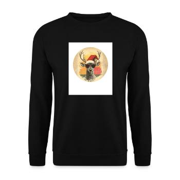 Reindeer Deer Antlers Reindeer Vintage Christmas - Unisex Sweatshirt - black - Front - Alina (178cm) & Michal (187cm)