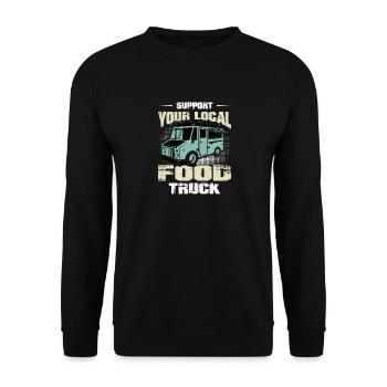 Food Truck Street Food Trucker Imbisswagen - Unisex Pullover - Schwarz - Vorne - Alina (178cm) & Michal (187cm)