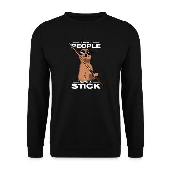 I beat people lustiges Billard Billardspieler - Unisex Pullover - Schwarz - Vorne - Alina (178cm) & Michal (187cm)