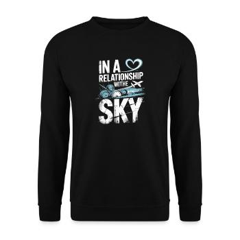 Dans une relation avec l’avion du ciel - Sweat-shirt Unisexe - noir - Devant - Alina (178cm) & Michal (187cm)