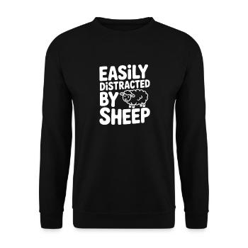 Leicht von Schafen abgelenkt - Unisex Pullover - Schwarz - Vorne - Alina (178cm) & Michal (187cm)