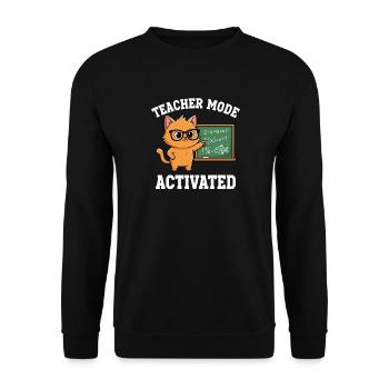 Teacher Mode Activated Teacher Cat Funny Saying - Unisex Sweatshirt - black - Front - Alina (178cm) & Michal (187cm)