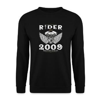 Rider depuis 2009 - 16 ans de routes ouvertes - Sweat-shirt Unisexe - noir - Devant - Alina (178cm) & Michal (187cm)