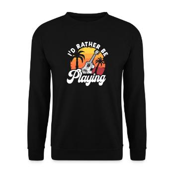 Ukulélé hawaïen Uke Je Préférerais Être - Sweat-shirt Unisexe - noir - Devant - Alina (178cm) & Michal (187cm)