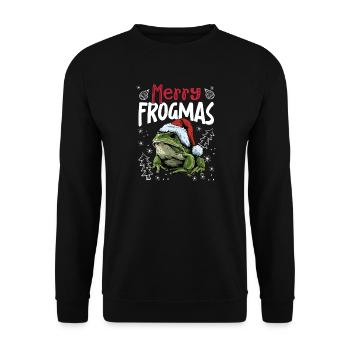 Merry Frogmas Funny Frog Christmas Motif - Unisex Sweatshirt - black - Front - Alina (178cm) & Michal (187cm)