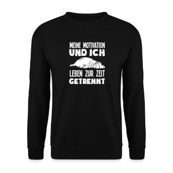 Lustiges Nilpferd Keine Motivation Spruch - Unisex Pullover - Schwarz - Vorne - Alina (178cm) & Michal (187cm)