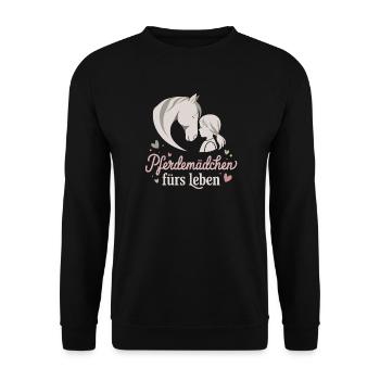 Pferdemädchen fürs Leben Pferdeliebe für Reiterin - Unisex Pullover - Schwarz - Vorne - Alina (178cm) & Michal (187cm)
