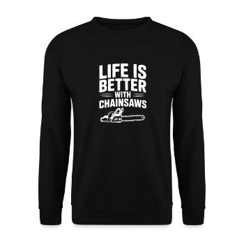 La vie est meilleure avec les tronçonneuses - Sweat-shirt Unisexe - noir - Devant - Alina (178cm) & Michal (187cm)