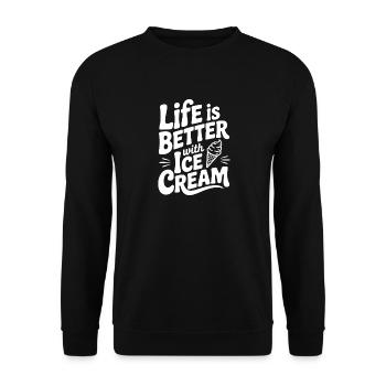 Das Leben ist besser mit Sahne - Unisex Pullover - Schwarz - Vorne - Alina (178cm) & Michal (187cm)