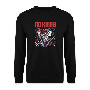 No Kings Bold Anti-Monarchy Liberty USA - Unisex Sweatshirt - black - Front - Alina (178cm) & Michal (187cm)