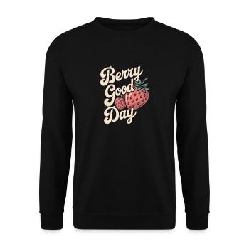 Berry Good Day - Strawberry - Unisex Sweatshirt - black - Front - Alina (178cm) & Michal (187cm)