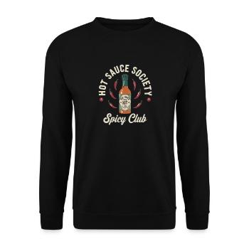 Société de la Sauce Piquante – Club Épicé - Sweat-shirt Unisexe - noir - Devant - Alina (178cm) & Michal (187cm)