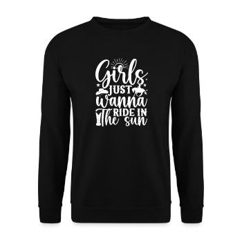 Horseback Riding Girls Just Wanna Ride Horse Rider - Unisex Pullover - Schwarz - Vorne - Alina (178cm) & Michal (187cm)