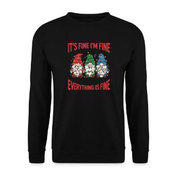 Weihnachtsgnome im Lichterwirrwarr Gnomen - Unisex Pullover - Schwarz - Vorne - Alina (178cm) & Michal (187cm)