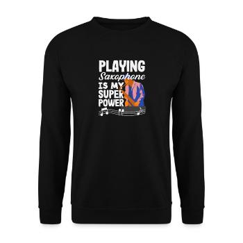 Saxophoniste superpuissant du saxophone jazz - Sweat-shirt Unisexe - noir - Devant - Alina (178cm) & Michal (187cm)