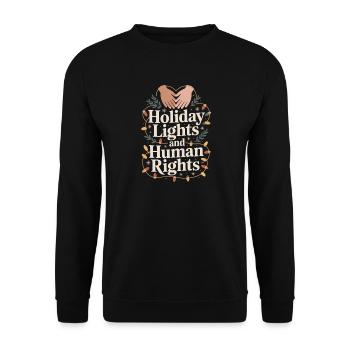 Feiertagslichter und Menschenrechte - Unisex Pullover - Schwarz - Vorne - Alina (178cm) & Michal (187cm)