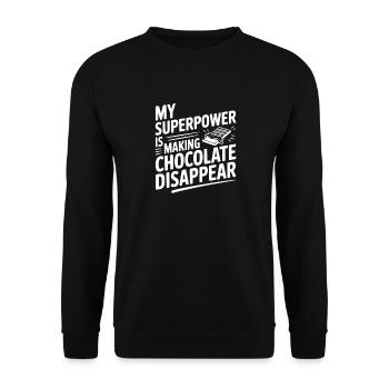 My Superpower is Making Chocolate Disappear - Unisex Sweatshirt - black - Front - Alina (178cm) & Michal (187cm)