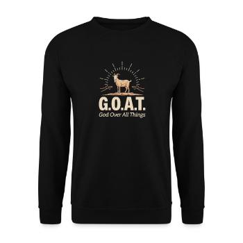 G.O.A.T. God Over All Things Christlicher Glaube - Unisex Sweatshirt - black - Front - Alina (178cm) & Michal (187cm)