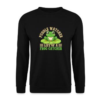 Frog Catcher Puddle Watcher Frog - Unisex Sweatshirt - black - Front - Alina (178cm) & Michal (187cm)