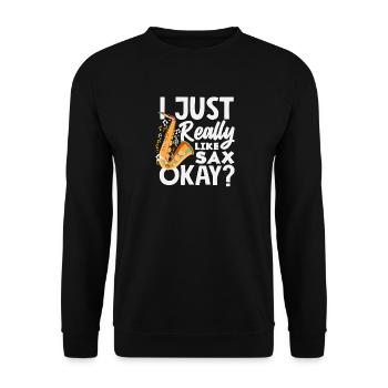 J’aime vraiment le saxophone et l’orchestre de saxophone, le jazz band - Sweat-shirt Unisexe - noir - Devant - Alina (178cm) & Michal (187cm)