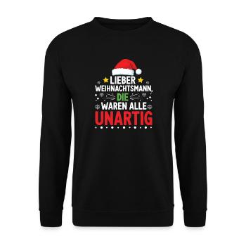 Chère déclaration coquine du Père Noël - Sweat-shirt Unisexe - noir - Devant - Alina (178cm) & Michal (187cm)