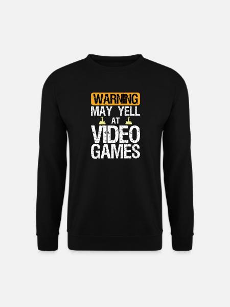 Warning May Yell at Play Video Games Gamer Gaming - Unisex Pullover - Schwarz