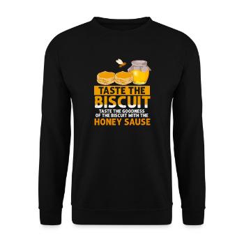 Probieren Sie den Keks mit Honigsauce - Unisex Pullover - Schwarz - Vorne - Alina (178cm) & Michal (187cm)