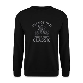 Vintage Tandem Radfahrer Classic Spruch Design - Unisex Pullover - Schwarz - Vorne - Alina (178cm) & Michal (187cm)