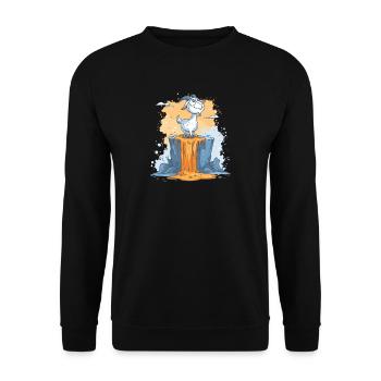 Chèvre de lave sur roche volcanique - Sweat-shirt Unisexe - noir - Devant - Alina (178cm) & Michal (187cm)