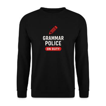 Grammar Oxford Comma Language Rules - Unisex Sweatshirt - black - Front - Alina (178cm) & Michal (187cm)
