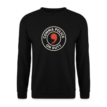 Grammar Oxford Comma Language Rules - Unisex Sweatshirt - black - Front - Alina (178cm) & Michal (187cm)