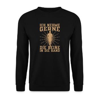 Running Nehme Die Beine In Hand Marathon Runner - Unisex Pullover - Schwarz - Vorne - Alina (178cm) & Michal (187cm)