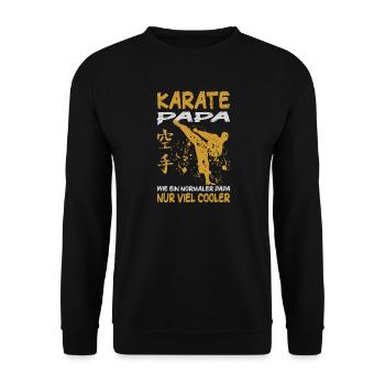 Karate Papa Wie Ein Normaler Papa Nur Viel Cooler - Unisex Pullover - Schwarz - Vorne - Alina (178cm) & Michal (187cm)
