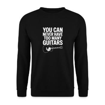Man kann nie zu viele Gitarren haben - Unisex Pullover - Schwarz - Vorne - Alina (178cm) & Michal (187cm)