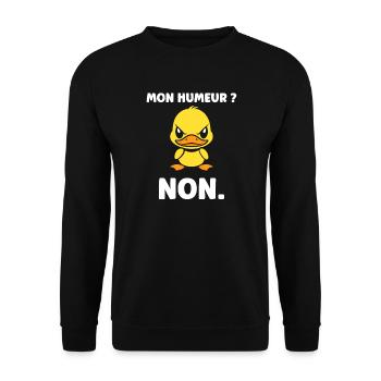 Grumpy Duck My Mood NO - Unisex Sweatshirt - black - Front - Alina (178cm) & Michal (187cm)