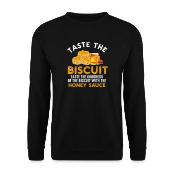 Biscuit Honey Glaze Grafik - Unisex Pullover - Schwarz - Vorne - Alina (178cm) & Michal (187cm)