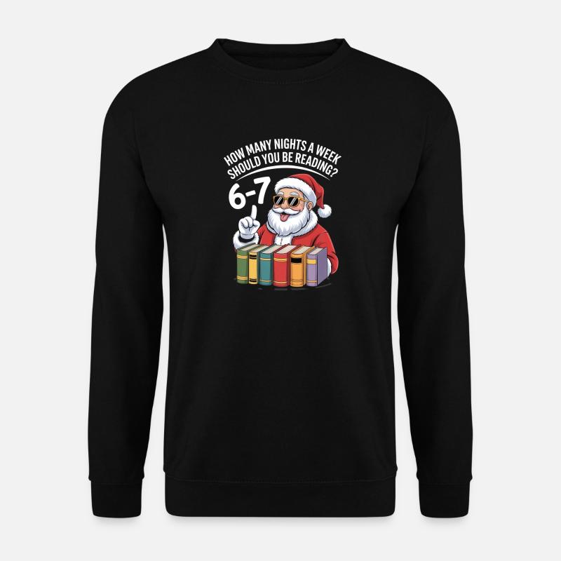 Weihnachtslese: Santa zählt Seiten - Unisex Pullover - Schwarz