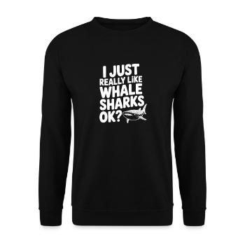 Ich mag Walhaie einfach wirklich sehr, okay? - Unisex Pullover - Schwarz - Vorne - Alina (178cm) & Michal (187cm)
