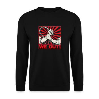 We Out – Afrikanische Wurzeln, Melanin-Stolz, Schwarze Geschichte - Unisex Pullover - Schwarz - Vorne - Alina (178cm) & Michal (187cm)