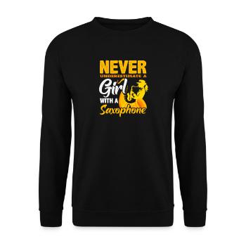 Ne sous-estimez jamais une fille avec un - Sweat-shirt Unisexe - noir - Devant - Alina (178cm) & Michal (187cm)