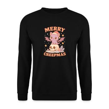 Crâne de Noël gothique pastel de chat Merry Creepmas - Sweat-shirt Unisexe - noir - Devant - Alina (178cm) & Michal (187cm)