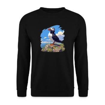 Puffin Papageientaucher - Unisex Pullover - Schwarz - Vorne - Alina (178cm) & Michal (187cm)